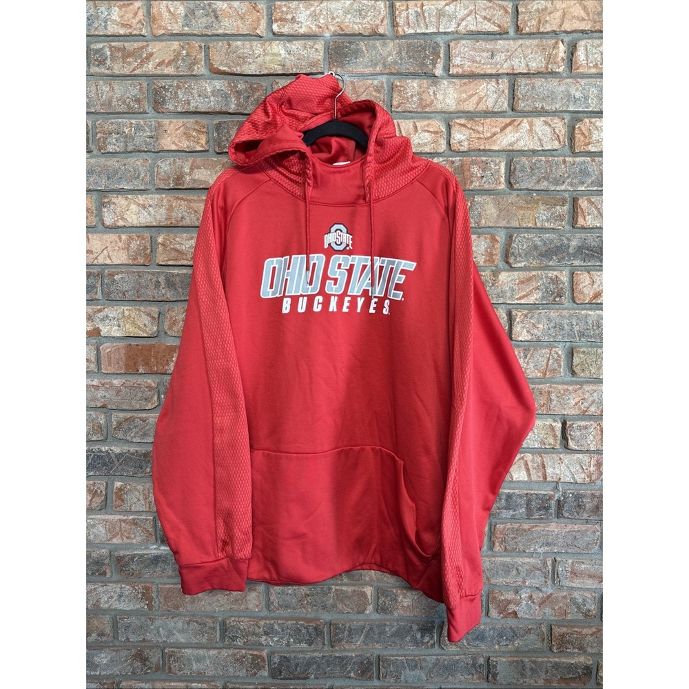 Ohio State Buckeyes Pro NCAA‎ Men's Long Sleeve Hoodie Sweatshirt 2XL Red Logo
